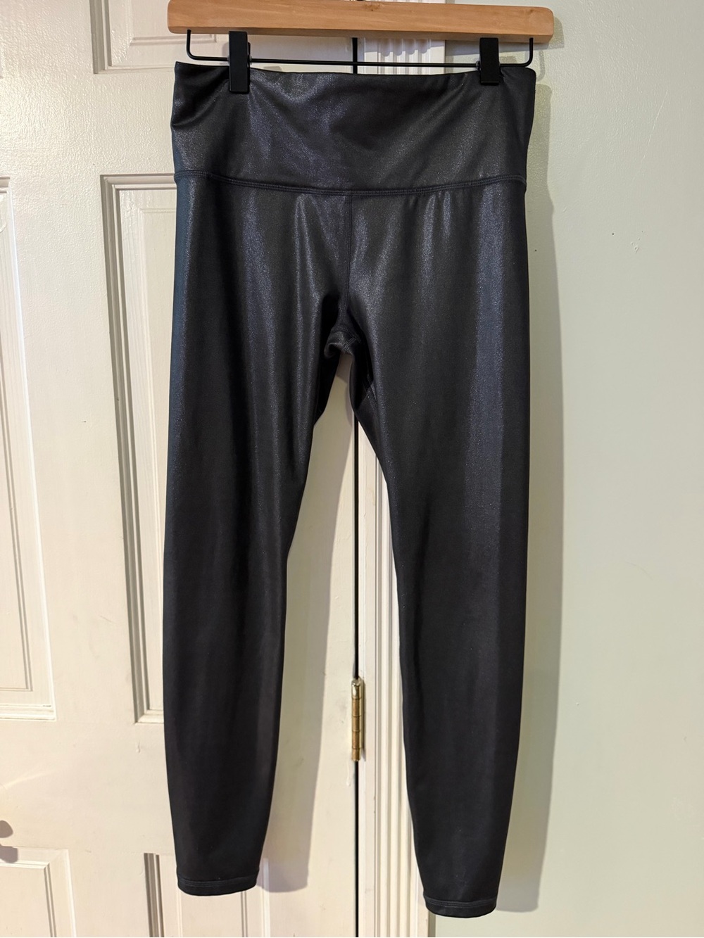 Athleta Black Faux Leather Shimmer Leggings - Women